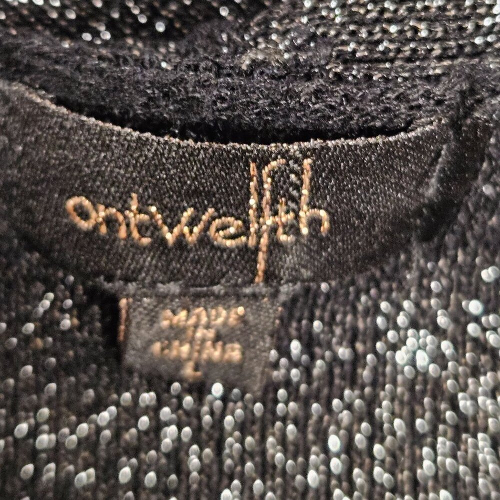 On Twelfth Womens Size L Black Silver Glitter Open Front Cardigan Sweater - Picture 7 of 9